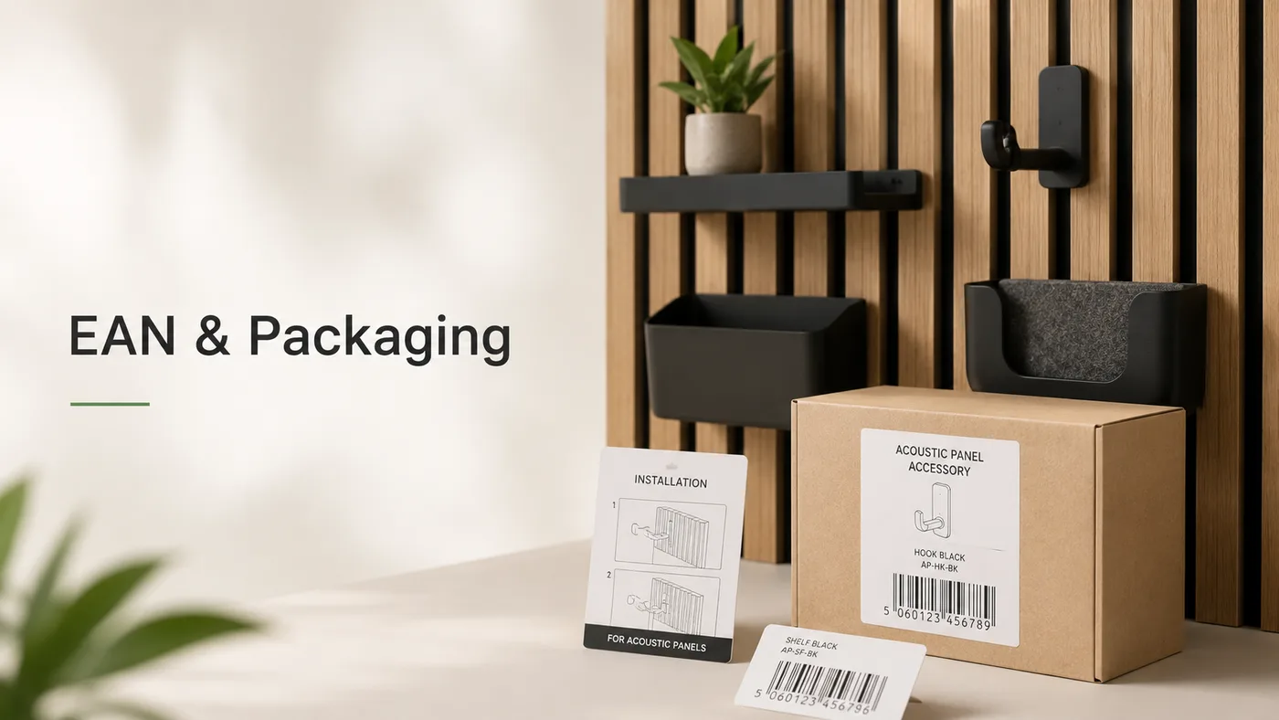 EAN Labels & Retail Packaging for Acoustic Panel Accessories
