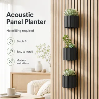 Acoustic panel flower pot SX-0155 No-Drill Acoustic Panel Planter for Wood Slat Walls acoustic panel accessory