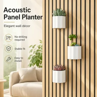 Acoustic panel flower pot SX-0155 No-Drill Acoustic Panel Planter for Wood Slat Walls acoustic panel accessory