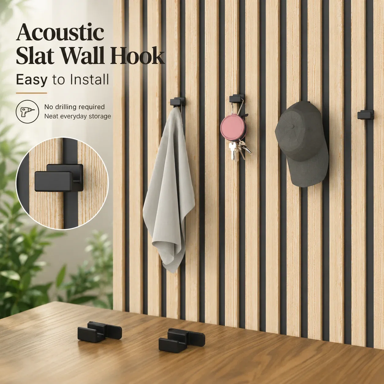 Acoustic panel hook SX131 No-Drill Acoustic Slat Wall Hook acoustic panel accessory