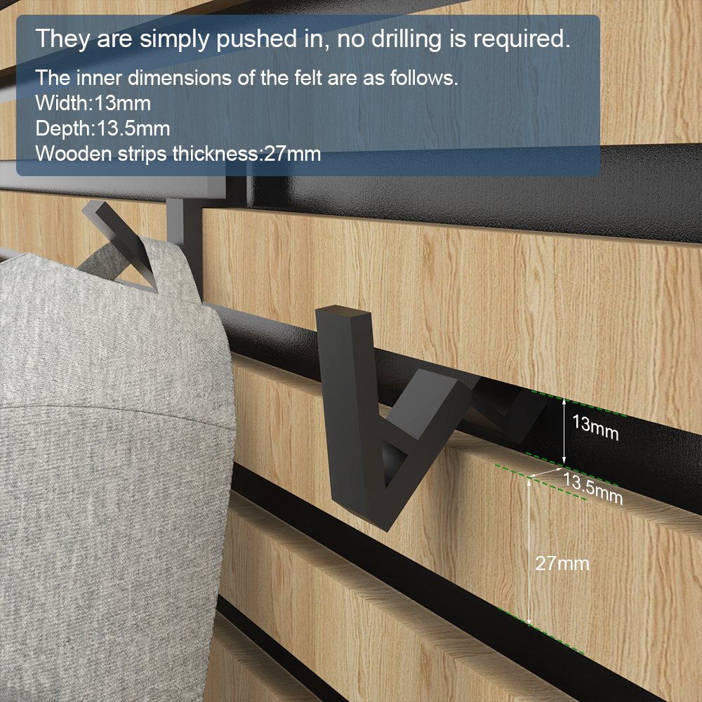 Acoustic panel hook SX134 Horizontal Acoustic Slat Wall Hook - Slot-Mounted Panel Accessory acoustic panel accessory