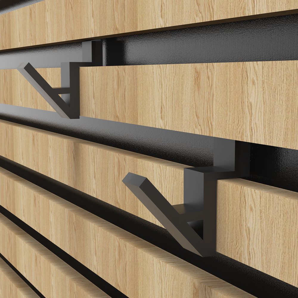 Acoustic panel hook SX134 Horizontal Acoustic Slat Wall Hook - Slot-Mounted Panel Accessory acoustic panel accessory
