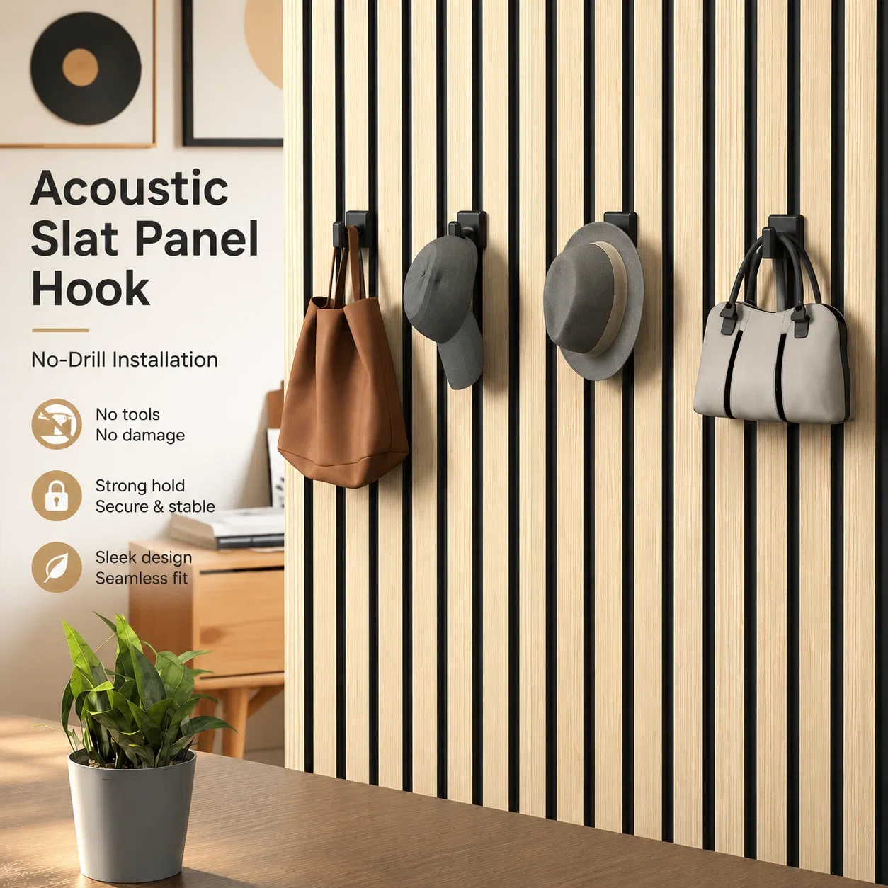 Acoustic panel hook SX135 No-Drill Acoustic Slat Wall Hook for Bags and Hats acoustic panel accessory