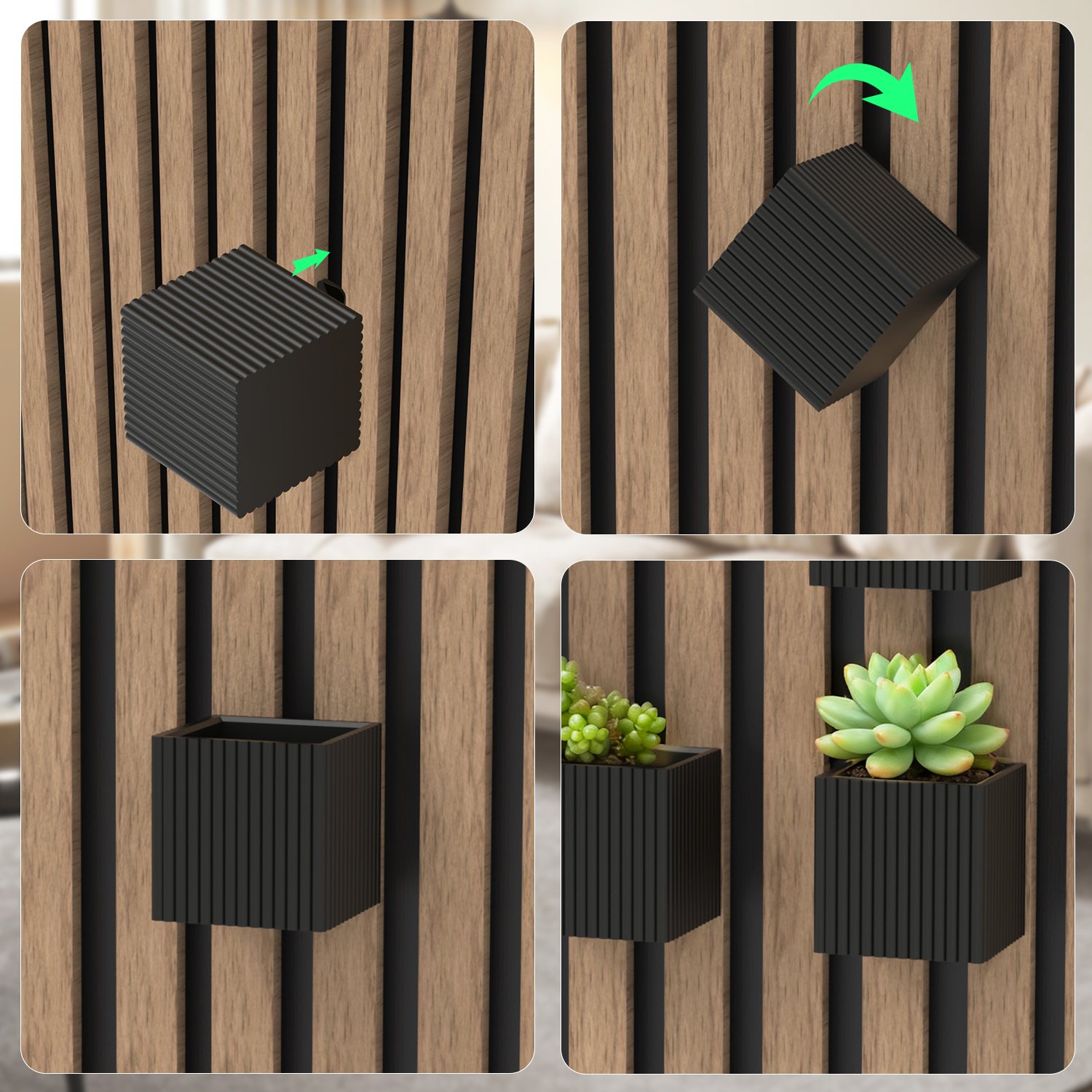 Acoustic panel flower pot SX145 Detachable No-Drill Planter for Acoustic Slat Wall Panels acoustic panel accessory