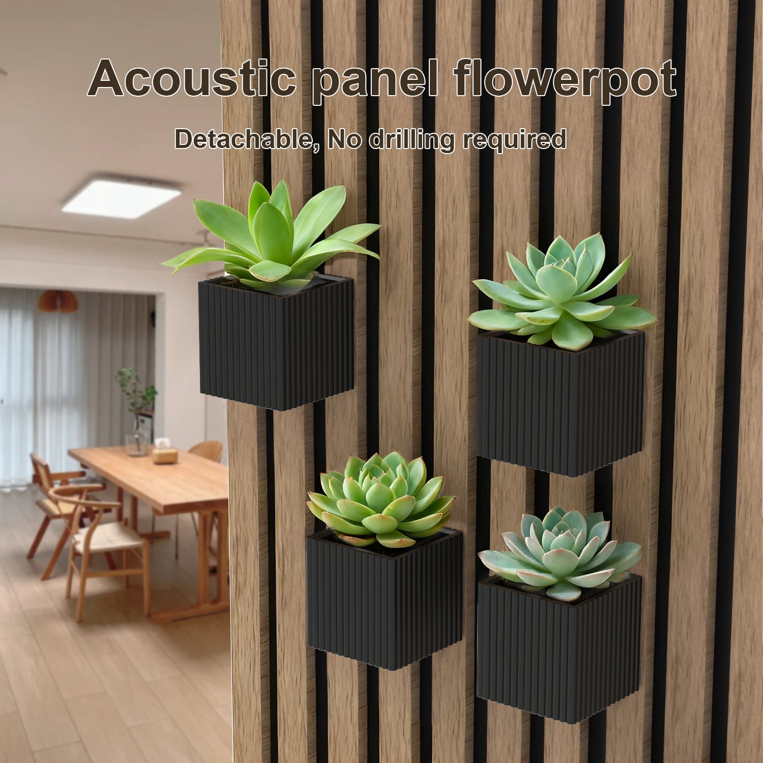 Acoustic panel flower pot SX145 Detachable No-Drill Planter for Acoustic Slat Wall Panels acoustic panel accessory